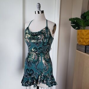 Marbella Sequin Embellished Mini Dress Size Medium!